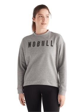 NOBULL Women’s Legacy Crew Sweatshirt XS Gray Black Logo Athletic Pullover